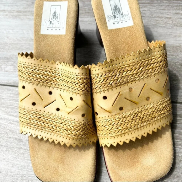 San Miguel Woven Slipper Sandals Wooden Heel - Picture 6 of 14